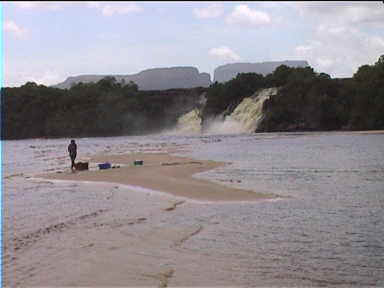 Canaima Lagoon with Canaima Falls