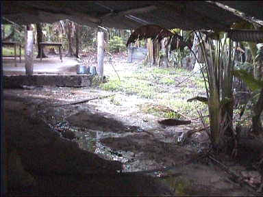 Watching the rain from inside the camp