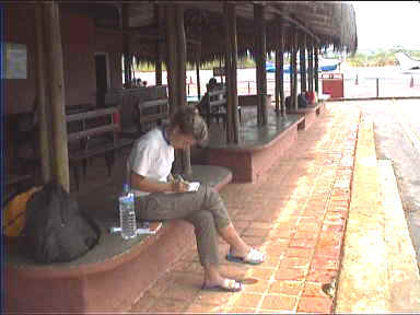 At Canaima Airport, ready to go (but no plane in sight!)