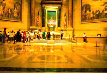 The Archives, where the original copy of the Constitution is viewed by the line of people waiting at the left