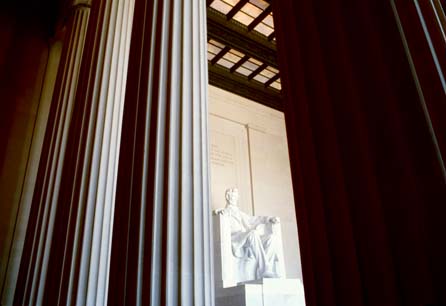 The statue of Lincoln in the Lincoln Memorial